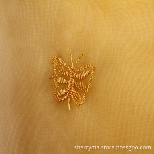 Good air permeability embroidered thin organza fabric